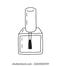 Vector gel polish glass bottle doodle illustration. Hand drawn glass bottle with nail gel polish