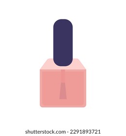 Vector gel polish glass bottle flat style illustration. Hand drawn glass bottle with nail gel polish