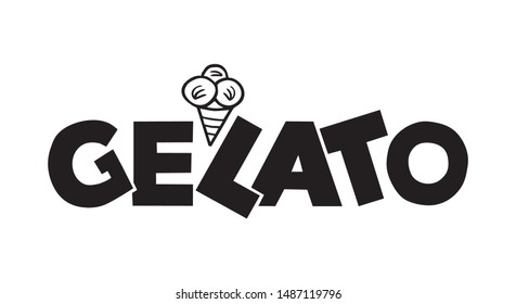 Vector gelato illustration for bar, restaurant, cafe menu. Gelato for the design of signs, website, labels, cards, photos from the rest and photo dishes.