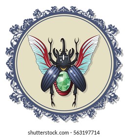 Vector Gem Bug Jewel Beetle Gemstone Decorative Frame
