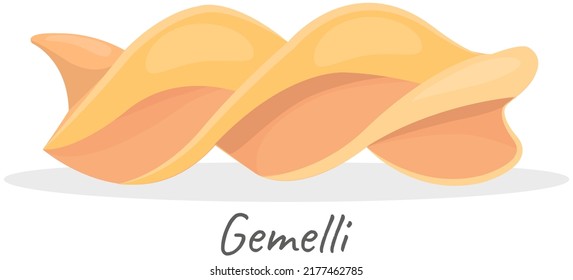 Vector gemelli icon, group of gemelli, illustration for food blog or menu design, Italian cuisine. Traditional Italian dish. Pasta. Classic agnolotti. Tortelli. Involute dough products with filling