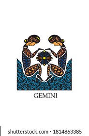 Vector of gemini horoscope sign