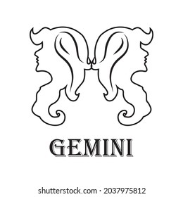 Vector Gemini isolated on white background. Zodiacal Constellations. illustration eps 10.