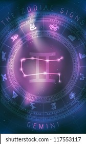 Vector Gemini Zodiac Sign