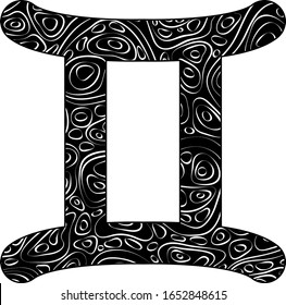 Vector Gemini zodiac sign filled with abstract pattern.