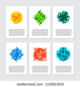 Vector  gems and diamonds icons set in different colors on the white background. Cartoon gems.