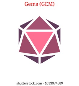 Vector Gems (GEM) digital cryptocurrency logo. Gems (GEM) icon. Vector illustration isolated on white background.