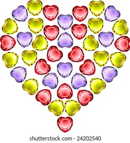 gemas vectoriales corazón hecho de gemas en forma de corazón colorido