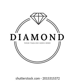 Vector de gemas, lujo, diamante, joyería premium, anillo, ilustración del logo para la boda. Resumen geométrico con tipografía de moda. Se utiliza para negocios, marca, símbolo e icono. Fondo aislado.