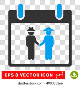 Vector Gemtlemen Handshake Calendar Day EPS vector pictograph. Illustration style is flat iconic bicolor blue and gray symbol on a transparent background.