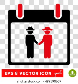 Vector Gemtlemen Handshake Calendar Day EPS vector pictogram. Illustration style is flat iconic bicolor intensive red and black symbol on a transparent background.