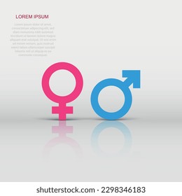 Vector gender icon in flat style. Men and women sign illustration pictogram. Sex business concept.