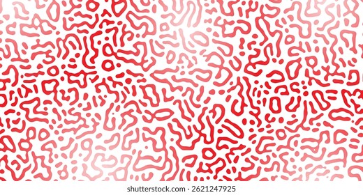 Vetor Algoritmo geral fundo vermelho psicodélico. Reação-difusão ou formação de padrões de turing. Linhas orgânicas em mênfis. Textura única de estado homogêneo e uniforme em organismos biológicos.