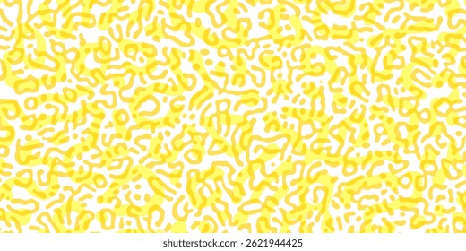 Vetor Algoritmo geral fundo amarelo psicodélico. Reação-difusão ou formação de padrões de turing. Linhas orgânicas em mênfis. Textura única de estado homogêneo e uniforme em organismo biológico