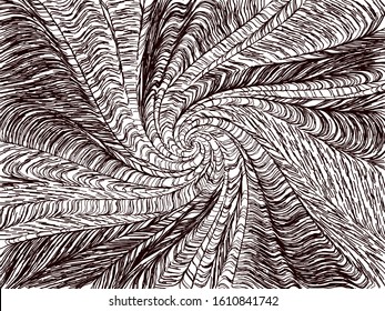 Vector Generative Art Twisted Pattern - Black and White OpArt Filamentous Graphic Design