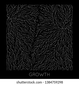 Vector generative branch growth pattern. Lichen like organic structure with veins. Monocrome square biological net of vessels