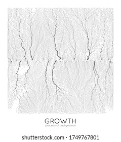 Vector generative branch growth pattern. Square texture. Lichen like organic structure with veins. Monocrome square biological net of vessels.