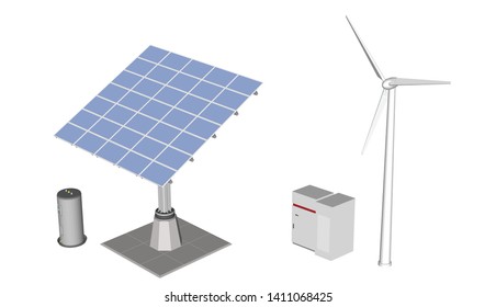 Vector generator Solar cells and wind turbines