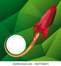 Vector generic low poly illustration template of red rocket representing price skyrocketing
