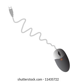 Vector - Generic mouse with USB plug and wires.