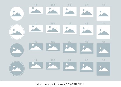 Vector generic photo representation of various ratios for wireframe design use