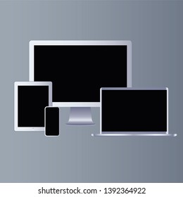 Vector generic silver digital screens illustration