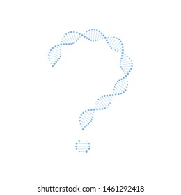 Vector genetic abstract banner template. Blue question mark of gene dna helix isolated on white background. Design element for education, healthcare, medicine, science, clinic, therapy, research