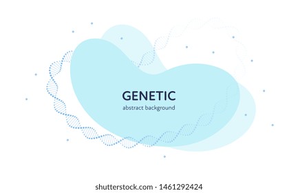 Vector genetic abstract banner template. Blue color shape and gene dna spiral on white background. Design element for education, healthcare, medicine, science, clinic, experiment, therapy, research