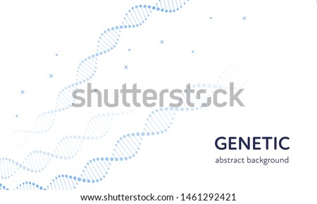 Vector genetic abstract banner template. Blue color gene dna spiral on white background. Design element for education, healthcare, medicine, science, clinic, experiment, therapy, research