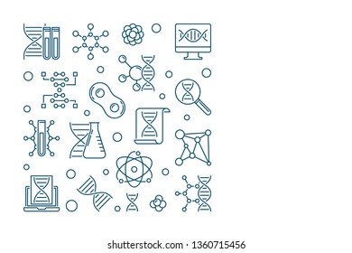 Vector Genetics square simple concept banner in thin line style