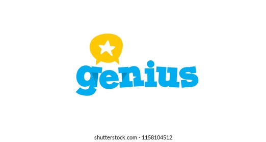Vector Genius logo with star, conversation, headhunting, science, education and business, school, university concept