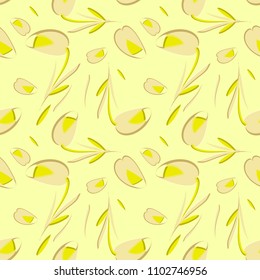 Vector gentle flowers and tulips on a sunny background. For paper and fabrics.