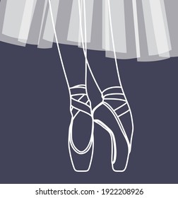 Ilustración vectorial suave con una bailarina. Zapatos de punta y bailarina tutu. Ópera y teatro de ballet. Diseño para afiches, pancartas, cafés, teatro, salón, impresos y web.