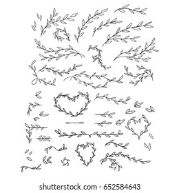 Vector gentle illustration of Hand Drawn branches. Monochrome Botanical Vintage Vector Illustration. Vector wedding invitation template card