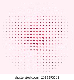 Vektorfreundliche Illustration mit Herzen in verschiedenen Rosa-Tönen auf hellrosa Hintergrund.