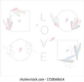 Vector gentle set of frames in pastel shades. Design invitations and cards.