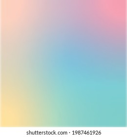 Vector gentle soft pastel simple trendy gradient background. Modern color 2021. A palette for decor and design. Color stretch, ombre. Peach, pink, beige, blue, yellow. Мulticolored blurred abstract.