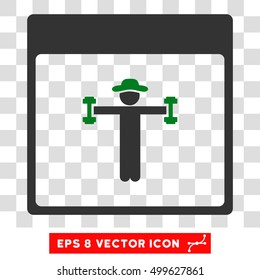 Vector Gentleman Fitness Calendar Page EPS vector pictograph. Illustration style is flat iconic bicolor green and gray symbol on a transparent background.