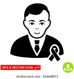 Vector Gentleman With Mourning Ribbon EPS vector pictogram. Illustration style is flat iconic black symbol on a transparent background.