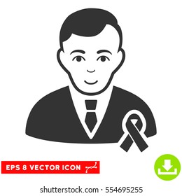 Vector Gentleman With Mourning Ribbon EPS vector pictograph. Illustration style is flat iconic gray symbol on a transparent background.
