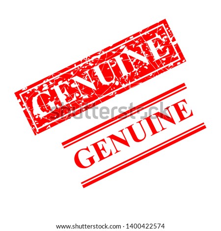 Vector Genuine, 2 style streak red rubber stamp