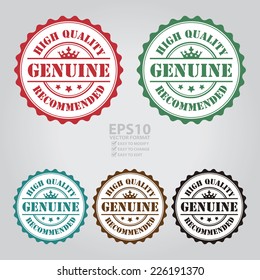 Vector : Genuine High Quality Recommended Icon, Sticker, Badge or Label 