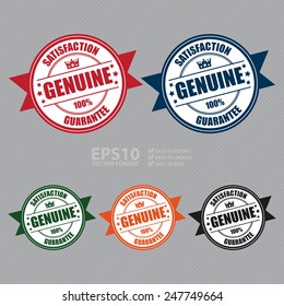 Vector : Genuine Satisfaction Guarantee 100% Icon, Badge, Sticker, Tag Or Label