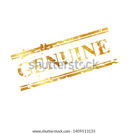 Vector Genuine, streak Golden rubber stamp