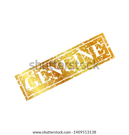 Vector Genuine, streak Golden rubber stamp