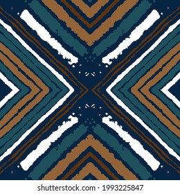 Vector Geo Boho. Indigo Beige Graphic Design. Apparel Trendy Geometric. Mexican Design Hand made Carpet Bohemian Print. Aztec Mosaic. Abstract Ethnic Tapestry.