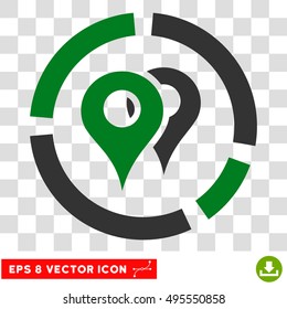 Vector Geo Diagram EPS vector pictogram. Illustration style is flat iconic bicolor green and gray symbol on a transparent background.