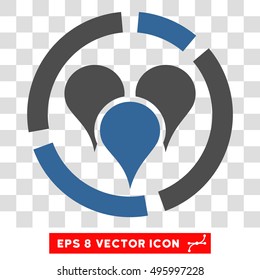 Vector Geo Diagram EPS vector pictogram. Illustration style is flat iconic bicolor cobalt and gray symbol on a transparent background.