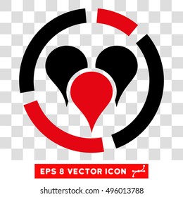 Vector Geo Diagram EPS vector pictograph. Illustration style is flat iconic bicolor intensive red and black symbol on a transparent background.