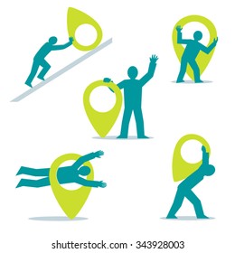 Vector Geo Tags with human figures situations